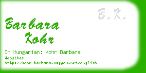 barbara kohr business card